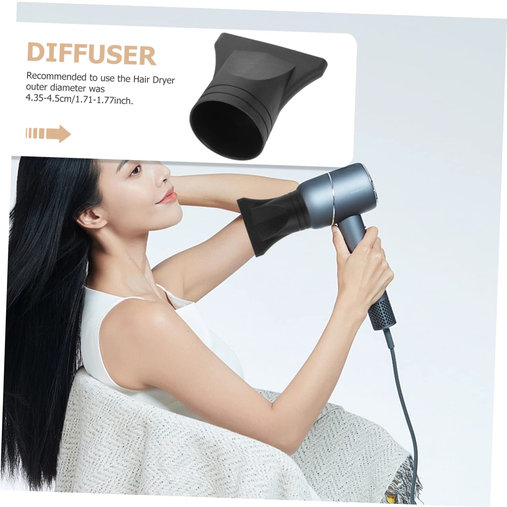 Boquilla difusora universal para secador de pelo, accesorio de nailon negro para un mejor estilo y control del encrespamiento, se adapta a secadores de pelo de 1.57 a 1.89 pulgadas 6