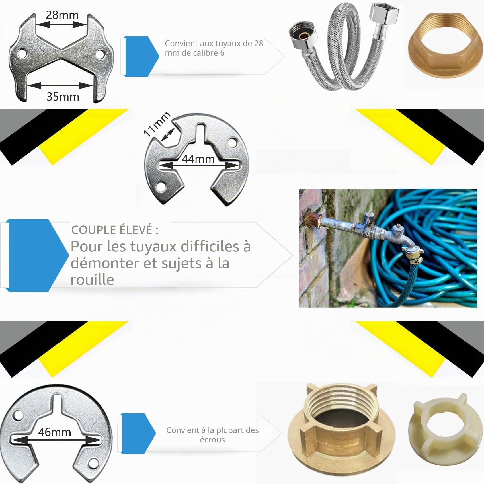 Clés de Robinet/Lavabo Réglable Outil de clé à tuyau de plomberie | Multifonctionnelles 21 spécifications pour Évier, Clés Tubulaires et à Pipe pour la cuisine, la salle de bain et l'évier