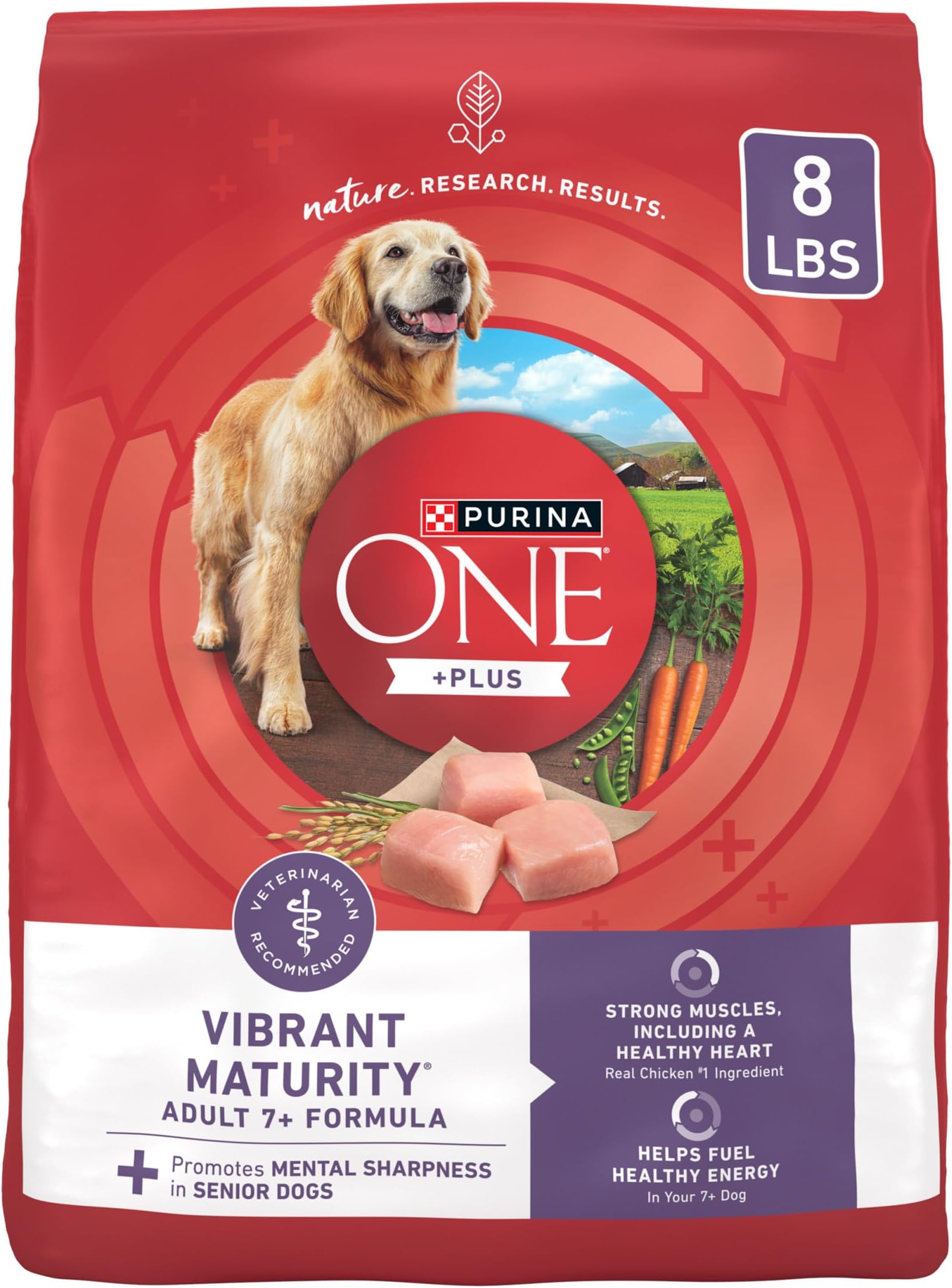 High Protein Dry Senior Dog Food Plus Vibrant Maturity Adult 7 Plus Formula - 8 lb. Bag