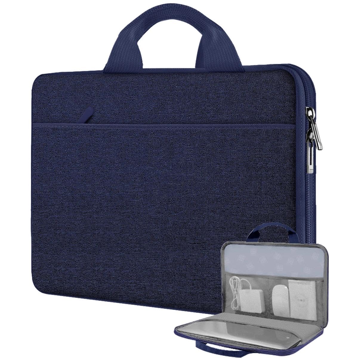 Estuche para computadora portátil de 13,3" a 14" y MacBook, maletín de mano impermeable negro-verde