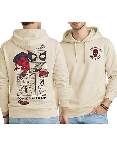 Marvel Spider-Man Mens Graphic Hoodies - Breathable Soft Fleece Cotton-Blend
