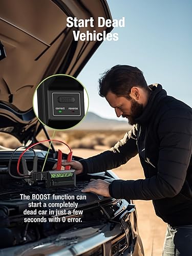 Miniatura 5 de YESPER Arrancador portátil, arranque de motocicleta de pico de 1500 A, caja de salto para arrancador de coche portátil, paquete de refuerzo