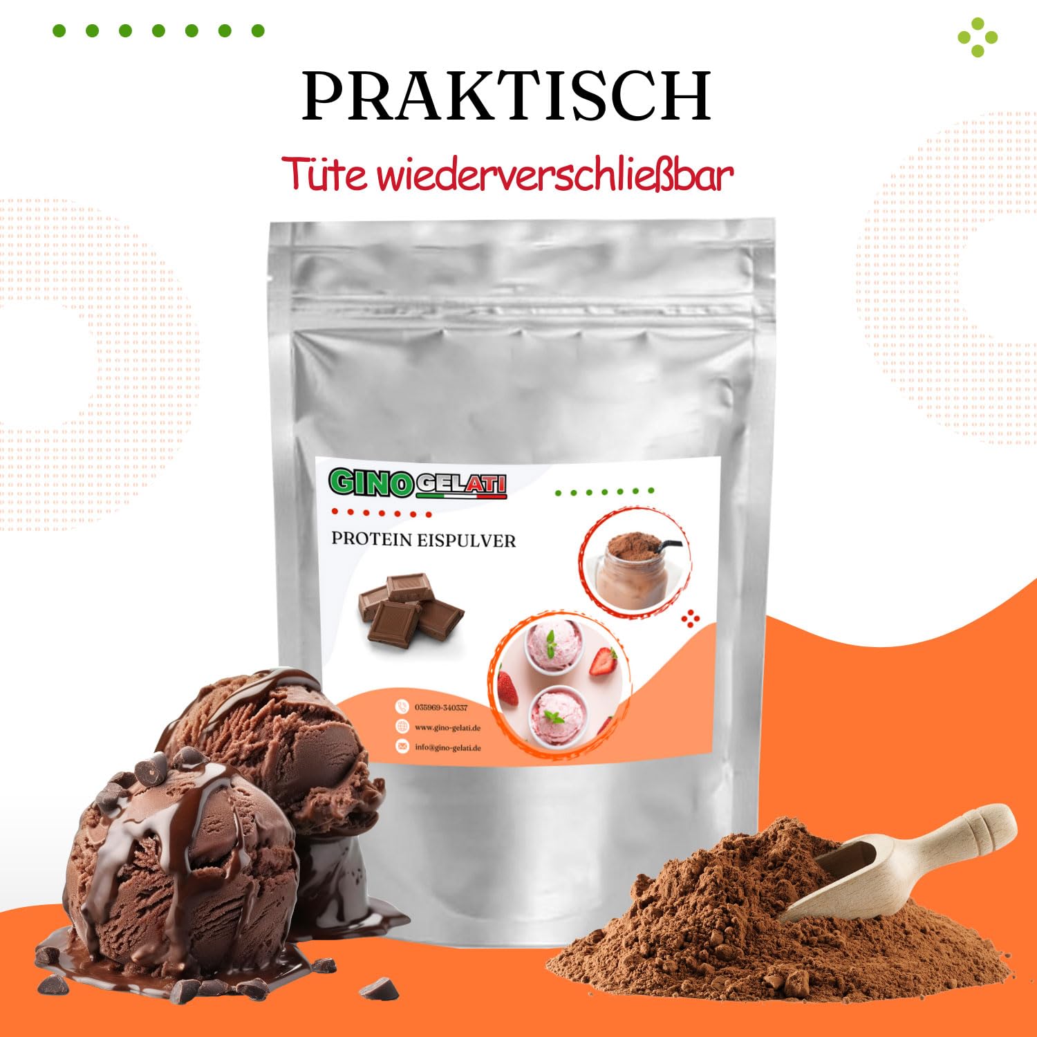 Gino Gelati Proteineis Pulver mit verschiedenen alkoholgeschmäckern, intensiver Geschmack, Made in Germany, alkoholfrei, schnelle und einfache Zubereitung (100 Kg, Bier)