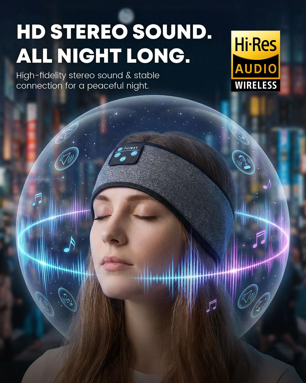 Auriculares para Dormir con Diadema Bluetooth para Dormir, inalámbricos con cancelación de Ruido para Dormir de Lado, Siesta de Oficina, Viajes aéreos, relajantes, meditación