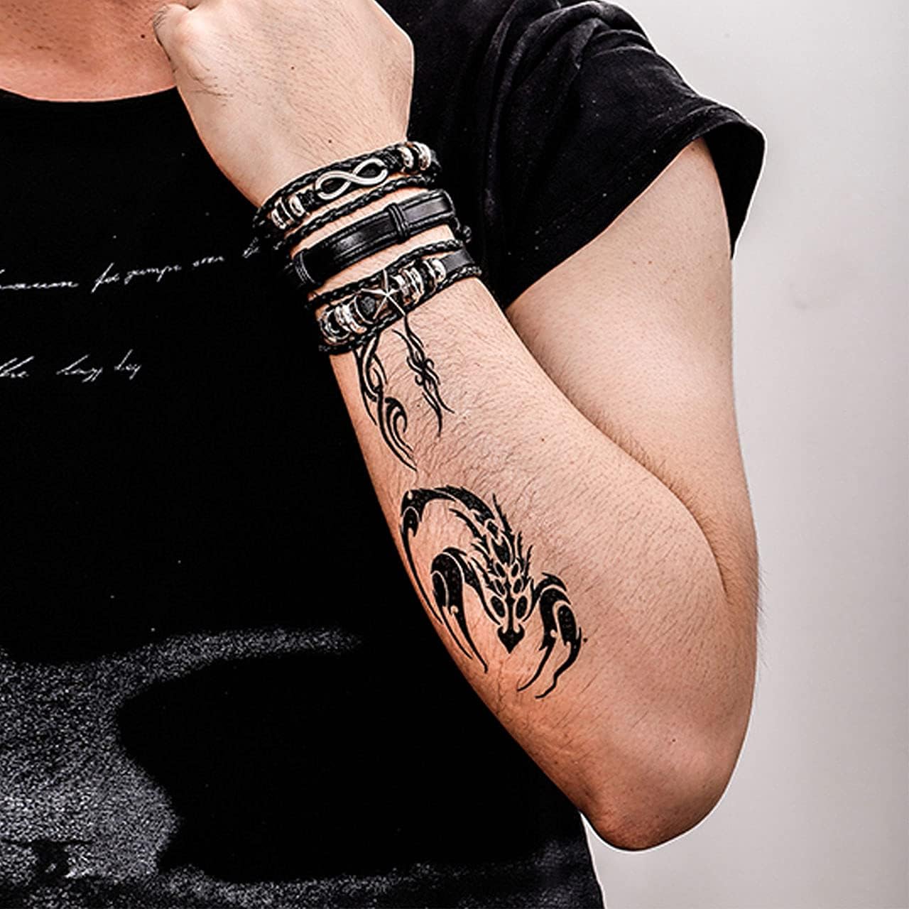 Manfnee Punk Bracelet Braided Leather for Men Women