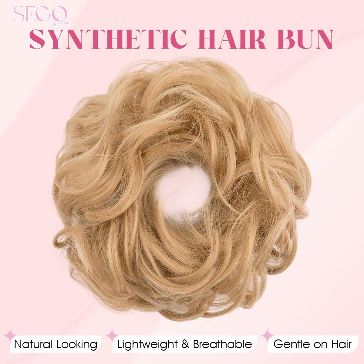 SEGO Pro Faux Messy Hair Bun Scrunchie Hair Piece for Women Synthetic Curly Bun Wig Hairpiece Updo Ponytail Extension - Image 2