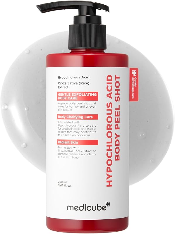 Body Peel Shot with Hypochlorous Acid | Gentle Body Exfoliating for Dead Skin Cells & Uneven Texture - Rice Extract, Panthenol for Hydrating & Smoothing, 9.46 fl.oz