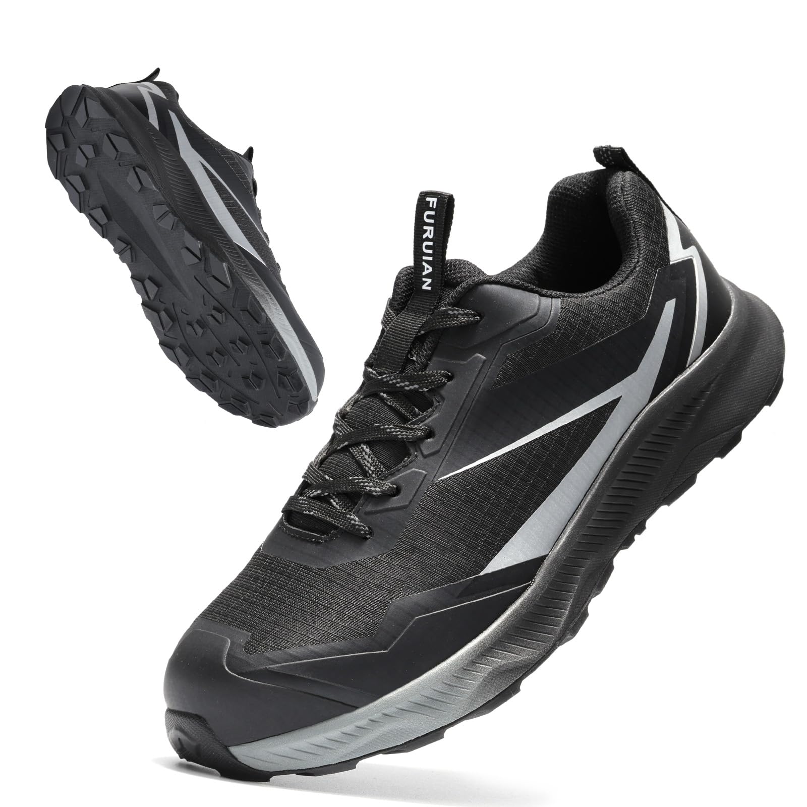 Furuian Composite Toe Shoes for Men Safety Work Shoes for Men Non Slip Rubber Outsole and Puncture Proof Midsole Comfortable Safey Work Sneakers