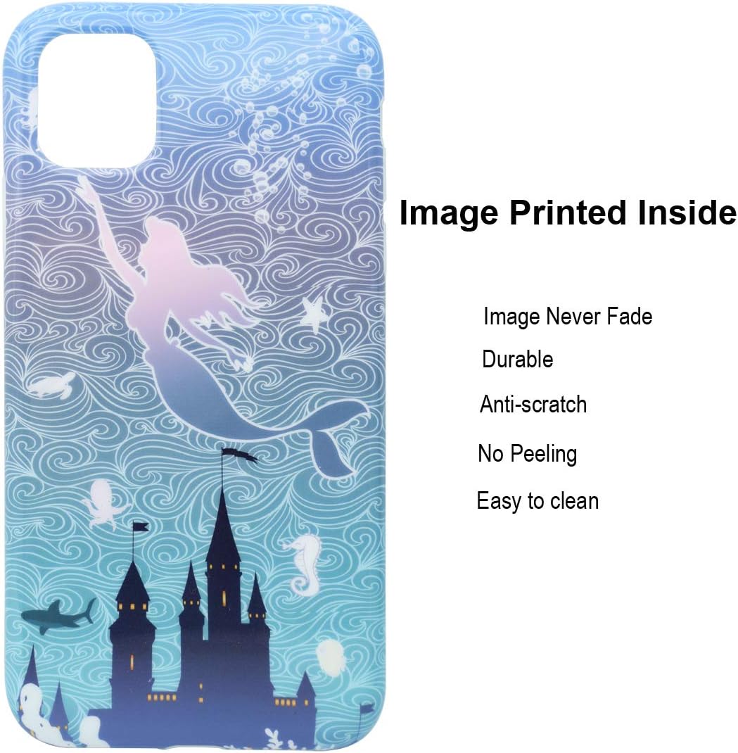 Unov Phone Case for iPhone 11 Pro Max Case Soft Protective Slim TPU Shockproof Bumper Design 6.5 Inch(Mermaid Castle)