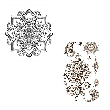 Mandala Coloring Combo Mehndi with Indian Tattoo Men and Women Temporary Body Tattoo
