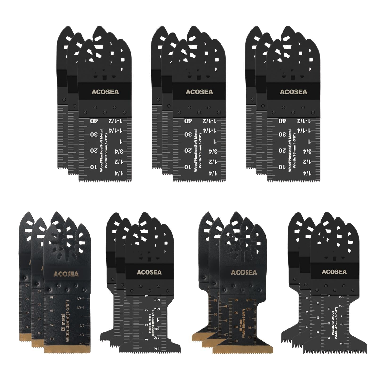 Oscillating Saw Blades,21PCS Multi Tool Universal Titanium Saw Blades for Wood Plastics Metal, Quick Release Multitool Blades Kits Fit Dewalt Milwaukee Craftsman Ryobi Rockwell Fein