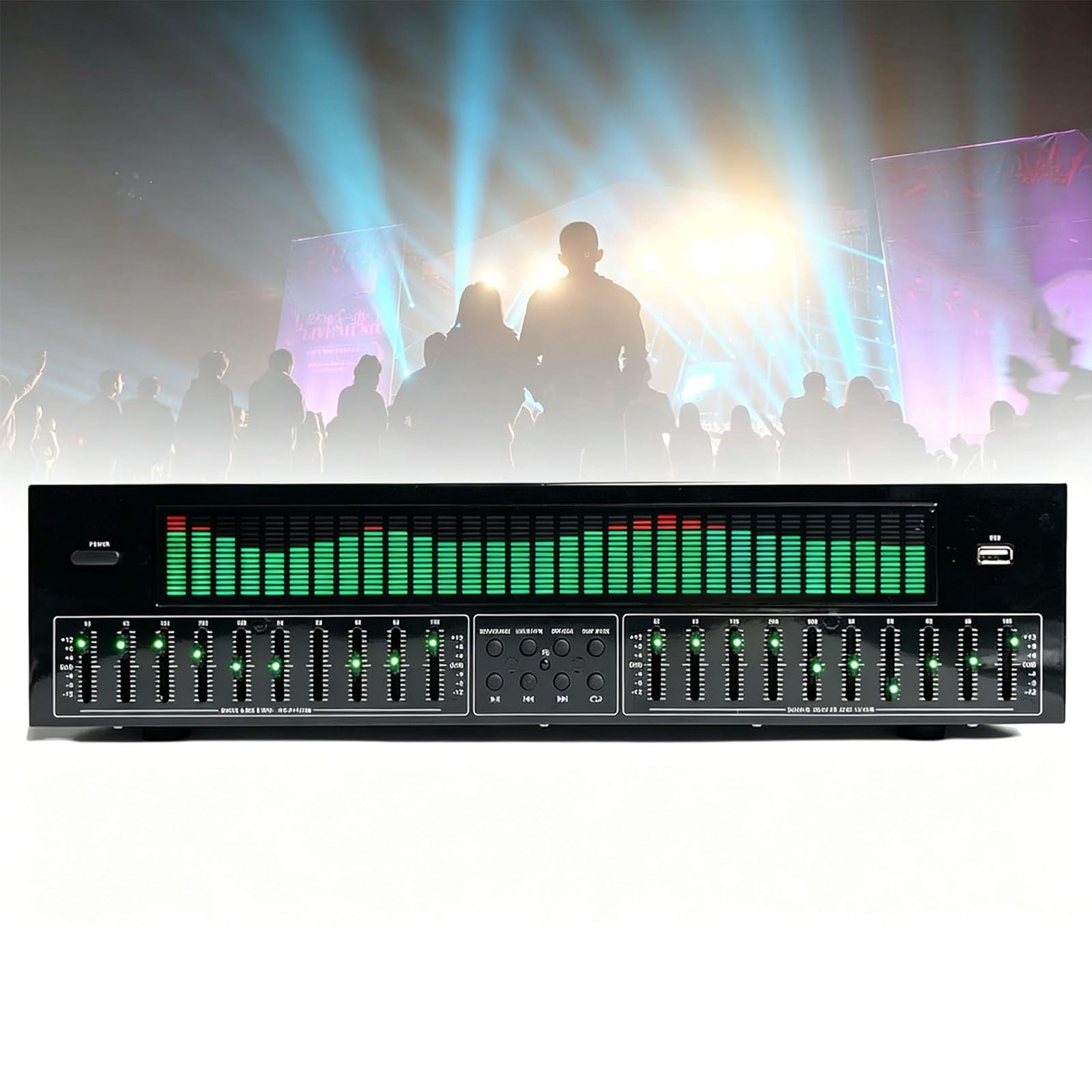 JOSBY Ecualizador Gráfico Estéreo con 31 Bandas De Espectro Dinámico, Compatible con 12 Modos De Ritmo Y Decodificación Óptica/coaxial, Sintonización Dual Sin Pérdidas De 10 Bandas