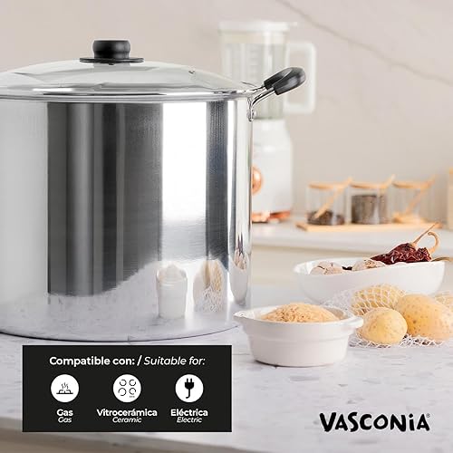 Miniatura 4 de Vasconia Olla de vapor Tamale de 13 cuartos de galón con bandeja y tapa de vidrio (aluminio) para todas las estufas, olla grande para cocinar al
