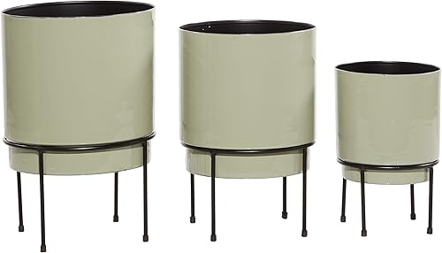 Miniatura 4 de The Novogratz Maceta de metal para interiores y exteriores con soporte negro extraíble, juego de 3 de 10 pulgadas, 13 pulgadas, 14 pulgadas de alto,