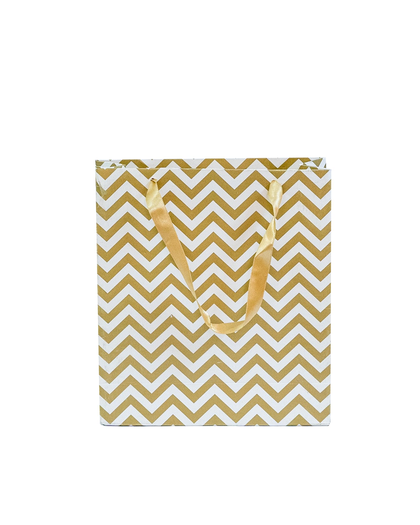 Riha Bags: Satin Ribbon Handle White & Gold Printed Gift Paper Carry Bag -Small (9 * 8 * 3Inches) (Pack of 10) (Zig Zag) (B0CGM6CN5K) Amazon Price History, Amazon Price Tracker