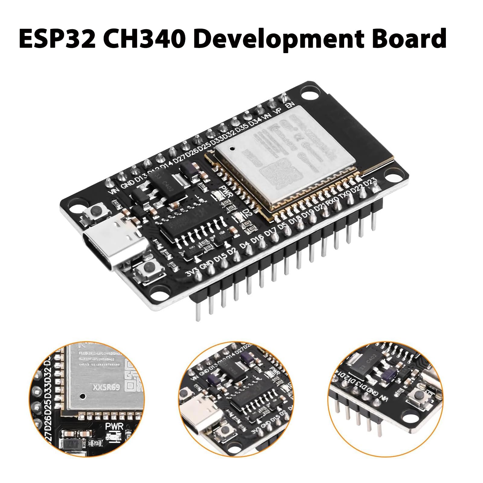 4 Stuks ESP32 NodeMCU Ontwikkelbord – ESP-WROOM-32, Dual-core WiFi + Bluetooth, CH340C, 2,4 GHz, Compatibel Met Arduino IDE, 30/36 Pins 2 miniatura