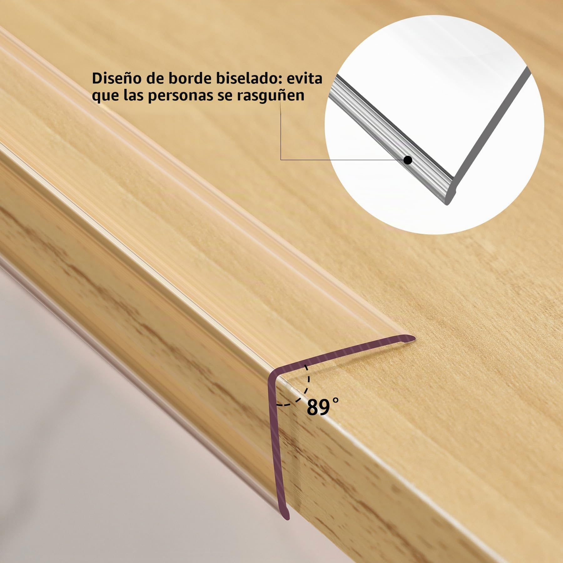 Trimold Transparente, Peel and Stick, Moldura en L, Protectores de Esquinas con Ángulo de 90° para Protección y Decoración de Marcos de Puertas, Armarios y Rodapiés, 0,9 m x 3 cm (3 Piezas)