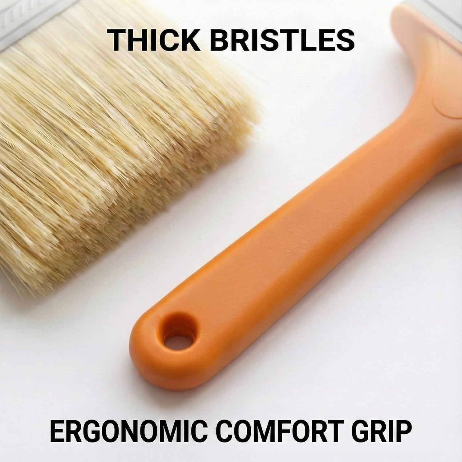 2 Pack 3 Inch Paint Brushes Heavy Duty Plastic Handle Nylon Bristles Low Shedding Stain, Varnish & Utility Brush for Walls, Fences, Decks, and Furniture Upcycling Orange