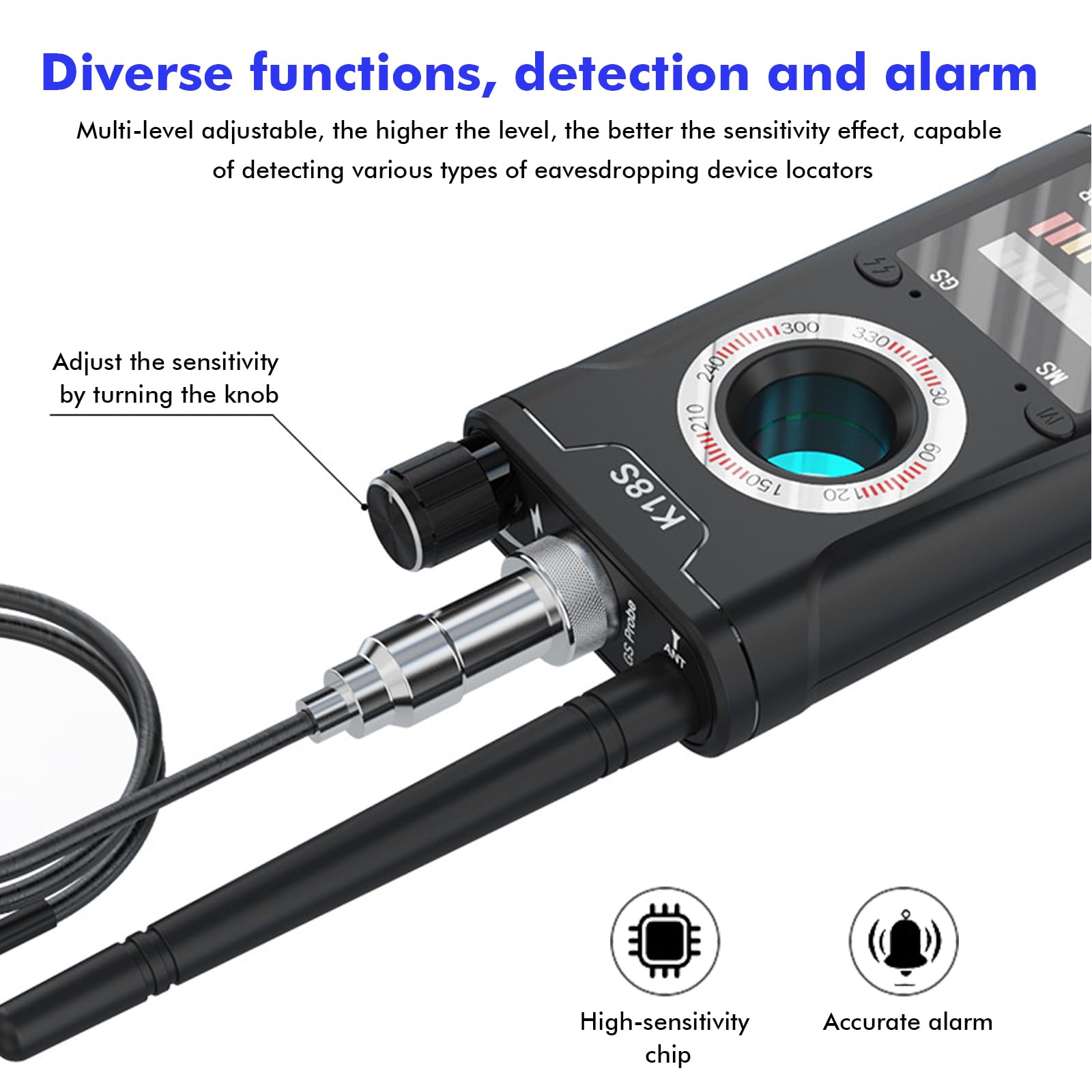 Détecteur de caméra cachée : détecteur de signal RF portable avec balayage infrarouge, détecteur de systèmes d'écoute, détecteurs GPS pour traceur GPS, détecteur anti-espion pour la
