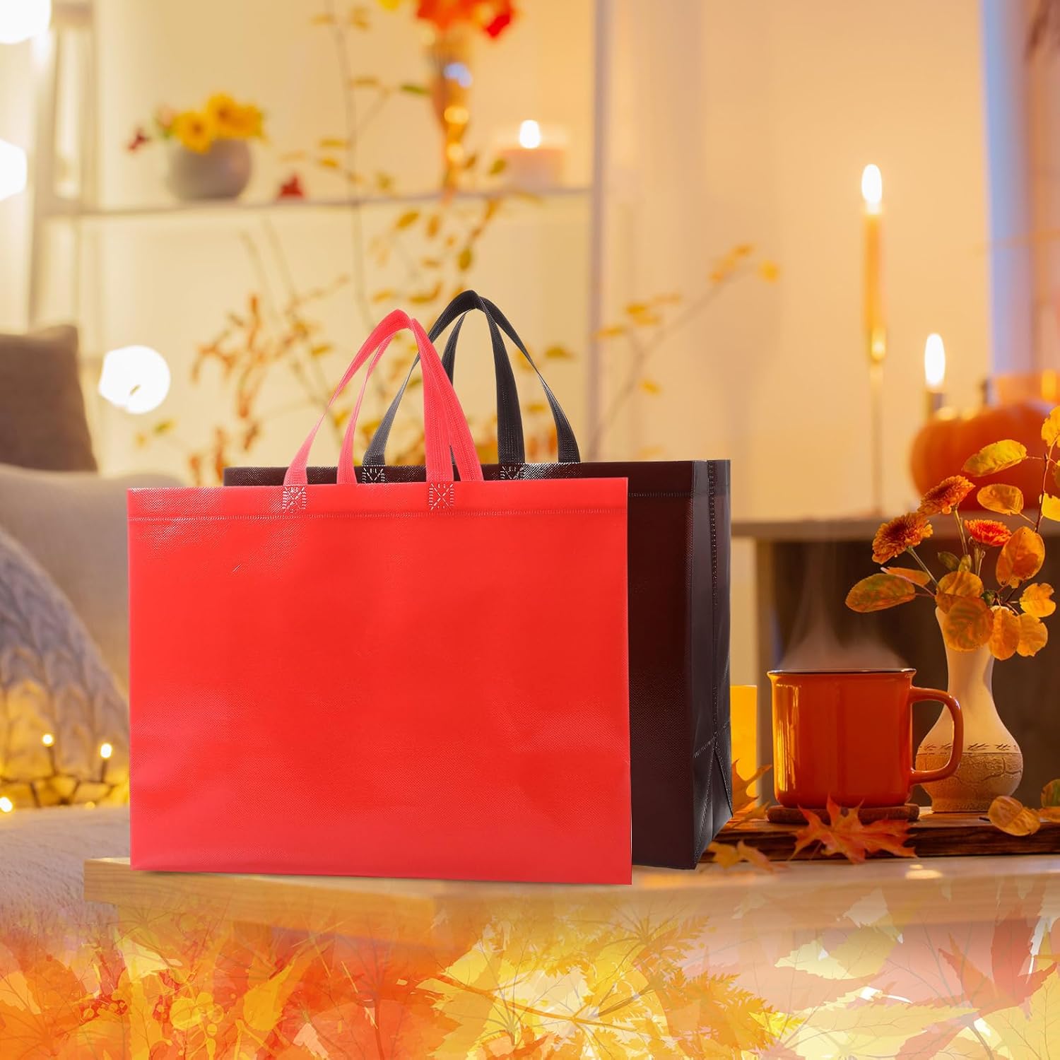 Colarr 24 Pcs Large Thanksgiving Non Woven Tote Bags Thanksgiving Party Favor Bags - Image 2