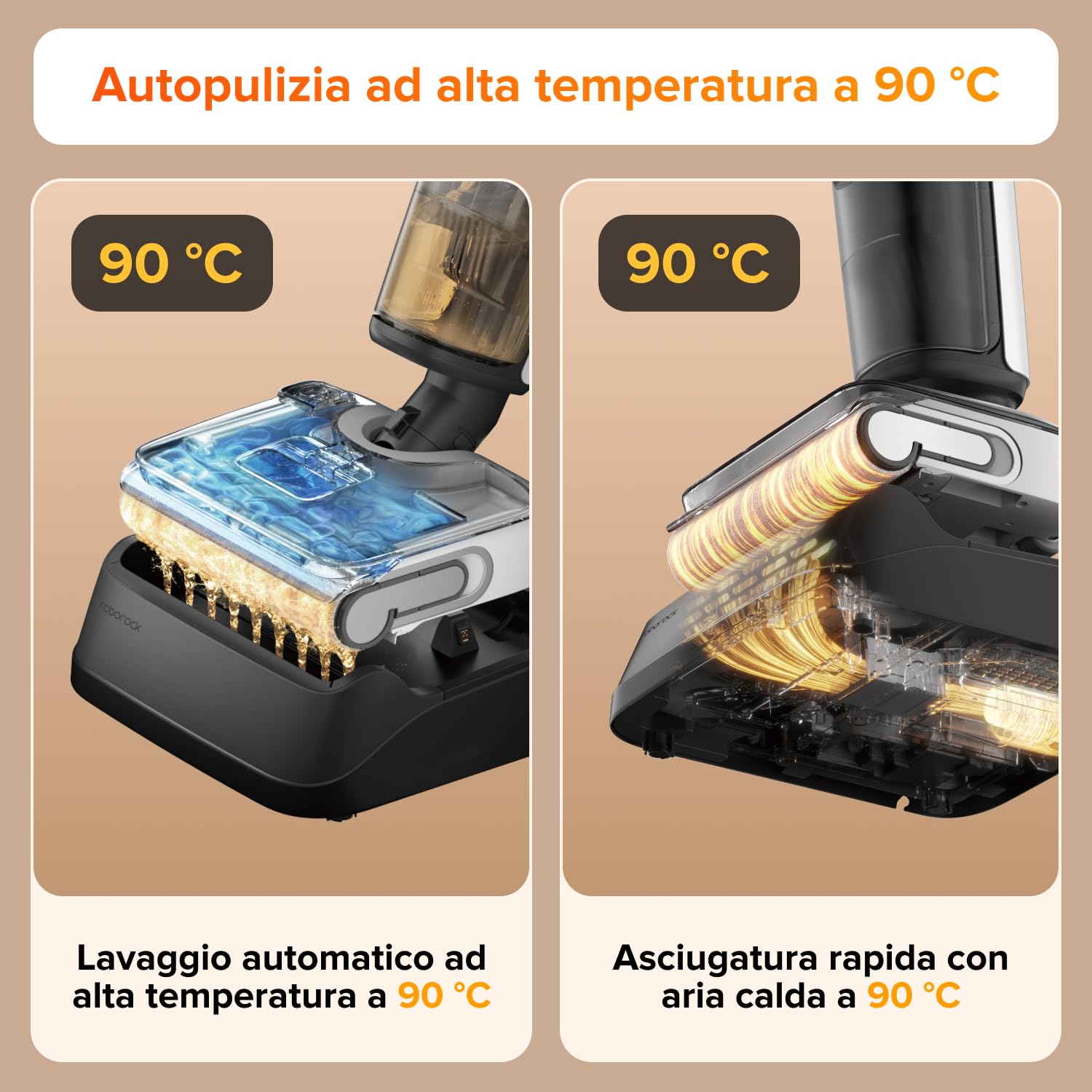 roborock F25 LT Aspirapolvere e Lavapavimenti Senza Fili, 20000 Pa, Autopulizia ad alta temperatura a 90 °C, Design Piatto 180°,Pulizia Bordi su Due Lati, Doppio serbatoio, Ideale per Pavimenti Duri