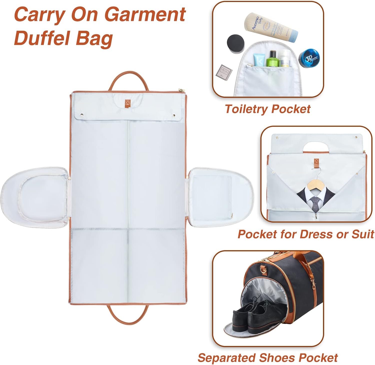 review Garment Bag for Travel, Carry On Garment bag, Convertible Duffel Bag with Shoe Compartment, Perfect for Business Trips and Weekend Getaways, Black
