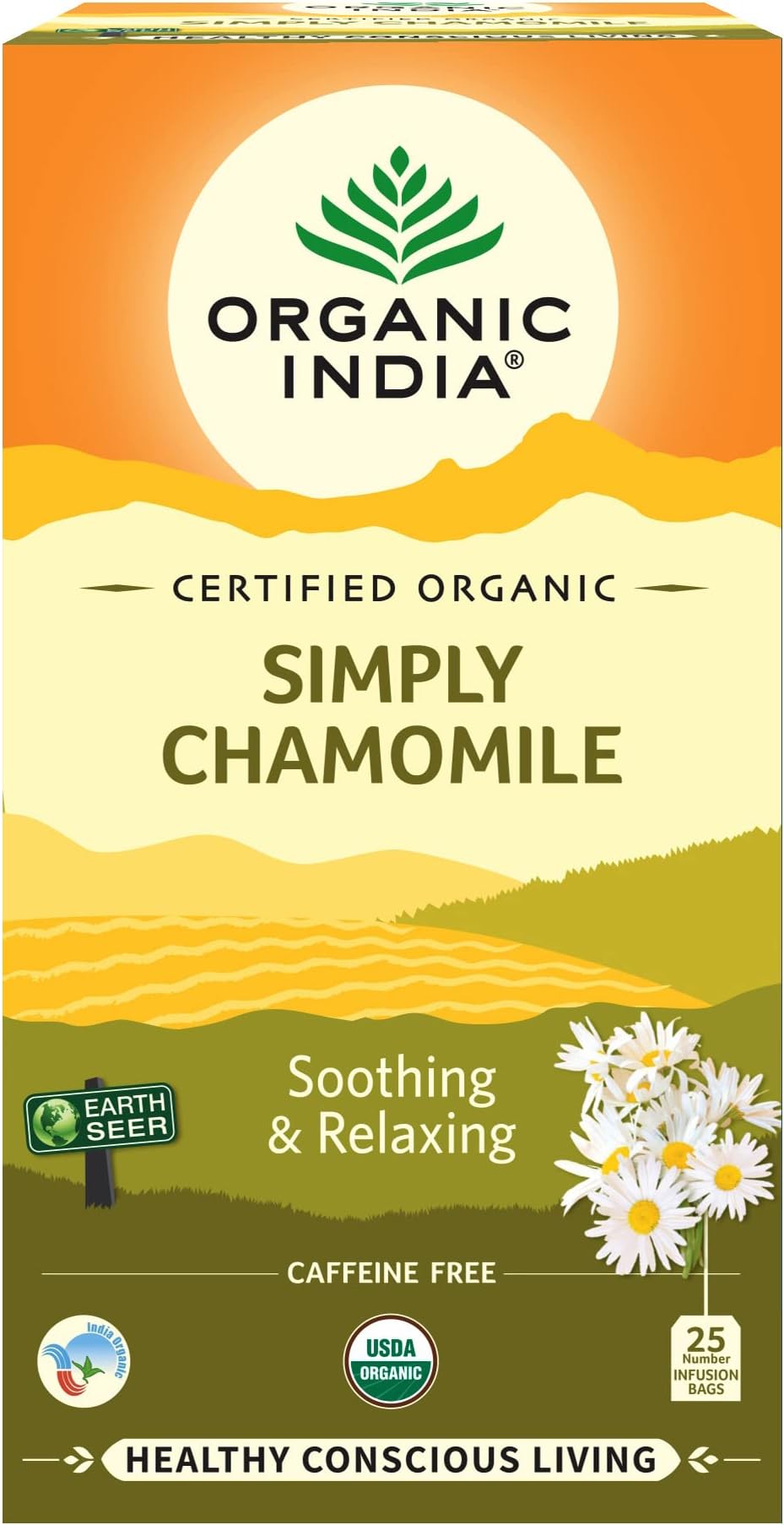 ORGANIC INDIA Simply Chamomile 25 Tea bags (Pack of 3)