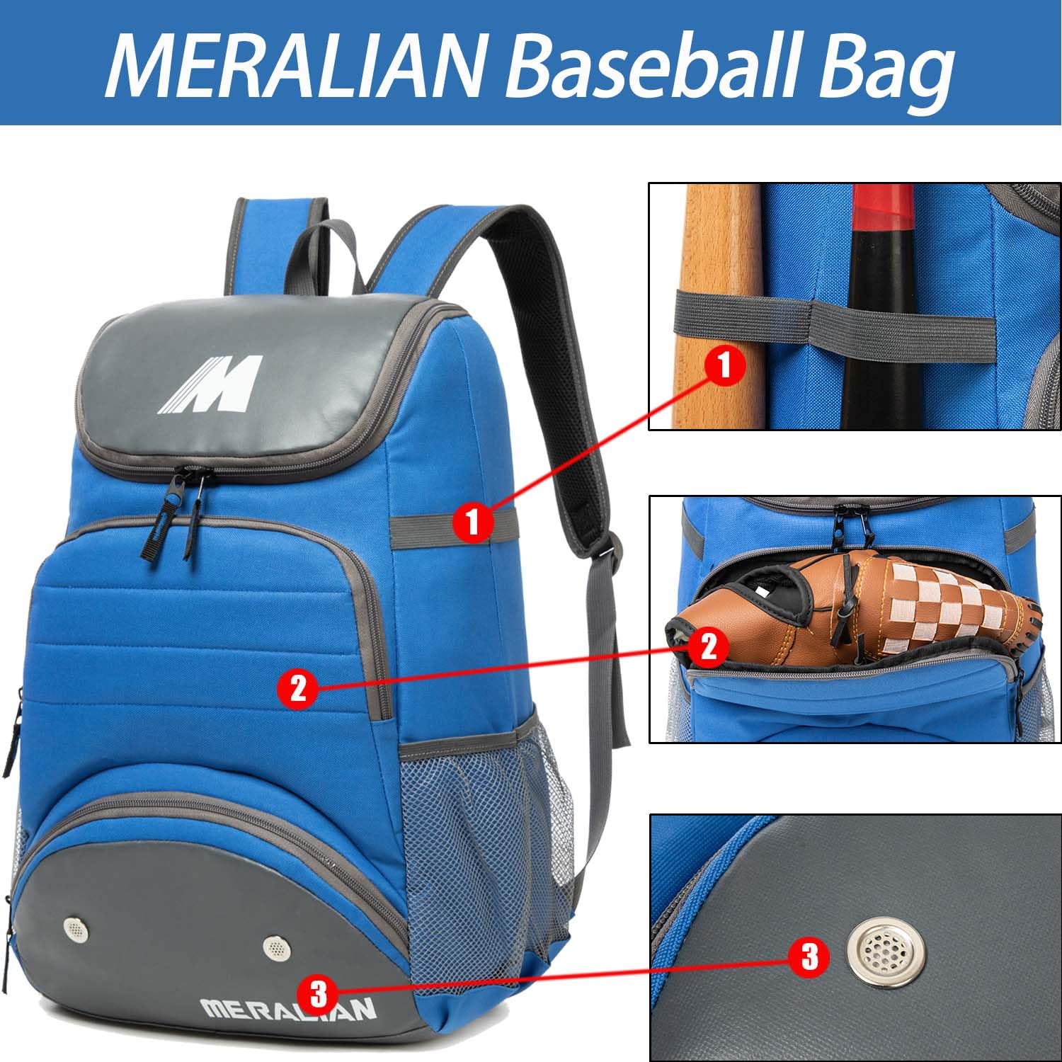 Sac De Baseball Polyester Noir, Grand Modèle Avec Compartiment Chaussures Et Poches Multiples