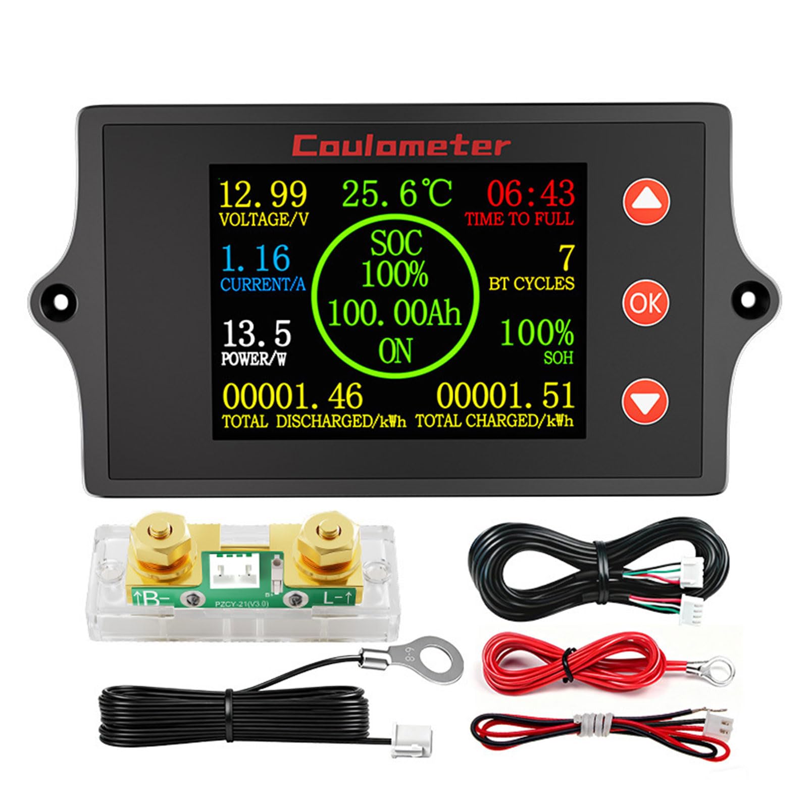 Shntig 200A Dc8-100V Battery Meter Battery Capacity Voltages Indicators Batteries Gauges Lithiums Leads-Acid Batteries Indicators Capacity