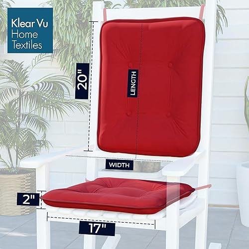 Miniatura 4 de Klear Vu Juego de cojines para silla mecedora para porche, ensamblados en los Estados Unidos, elegantes almohadillas de asiento y respaldo con lazos
