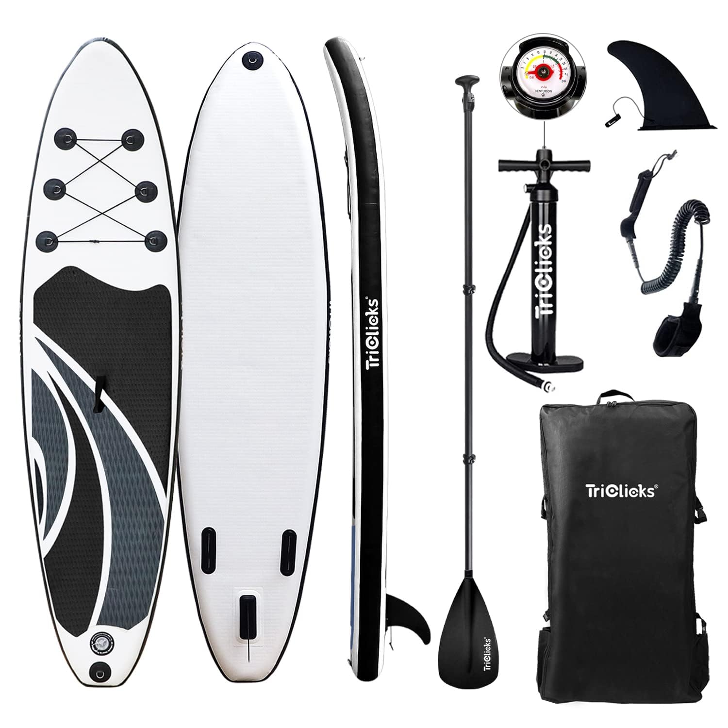 Inflatable Stand Up Paddle Board 10‘x30‘‘- Ultra-Light SUP with Backpack, Pump, Paddle, Coil Leash, 3 Fins, Repair Kit, Stable Design, Non-Slip EVA Deck for Adults & Youth