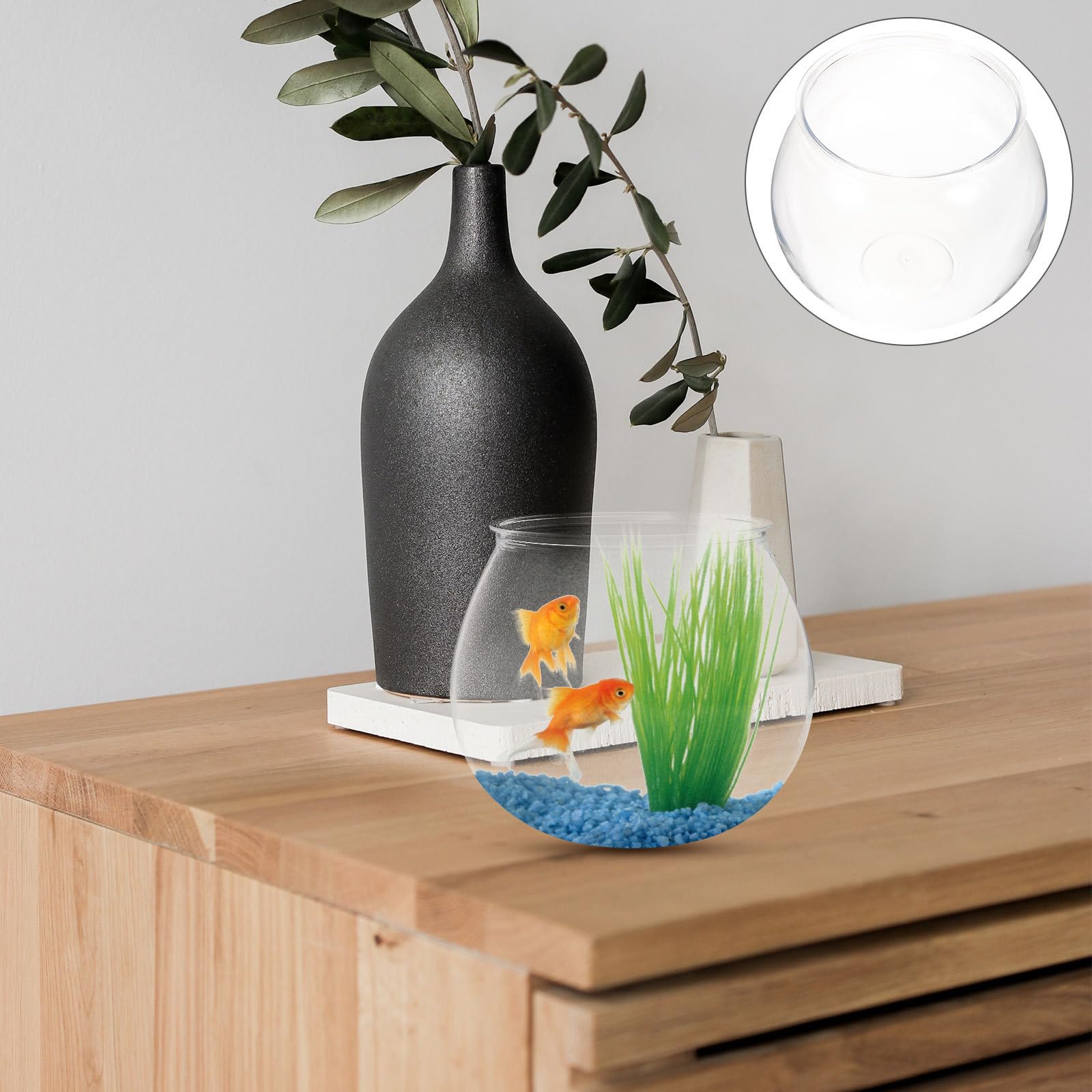 UKCOCO Plastic Fish Bowls: Clear Gold Fish Bowl Shatterproof Desktop PET Goldfish Tank Small Fish Bowl for Betta Goldfish Candy Holder Vase.3 pcs - Image 2