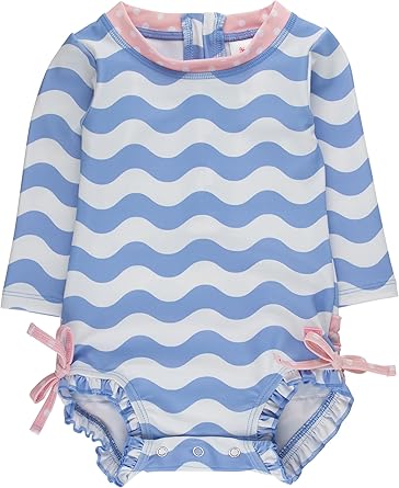 RuffleButts Long Sleeve One Piece Rash Guard Infant Swimming Costume