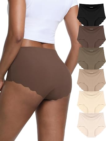 Seamless High Waisted Underwear for Women No Show Full Panties