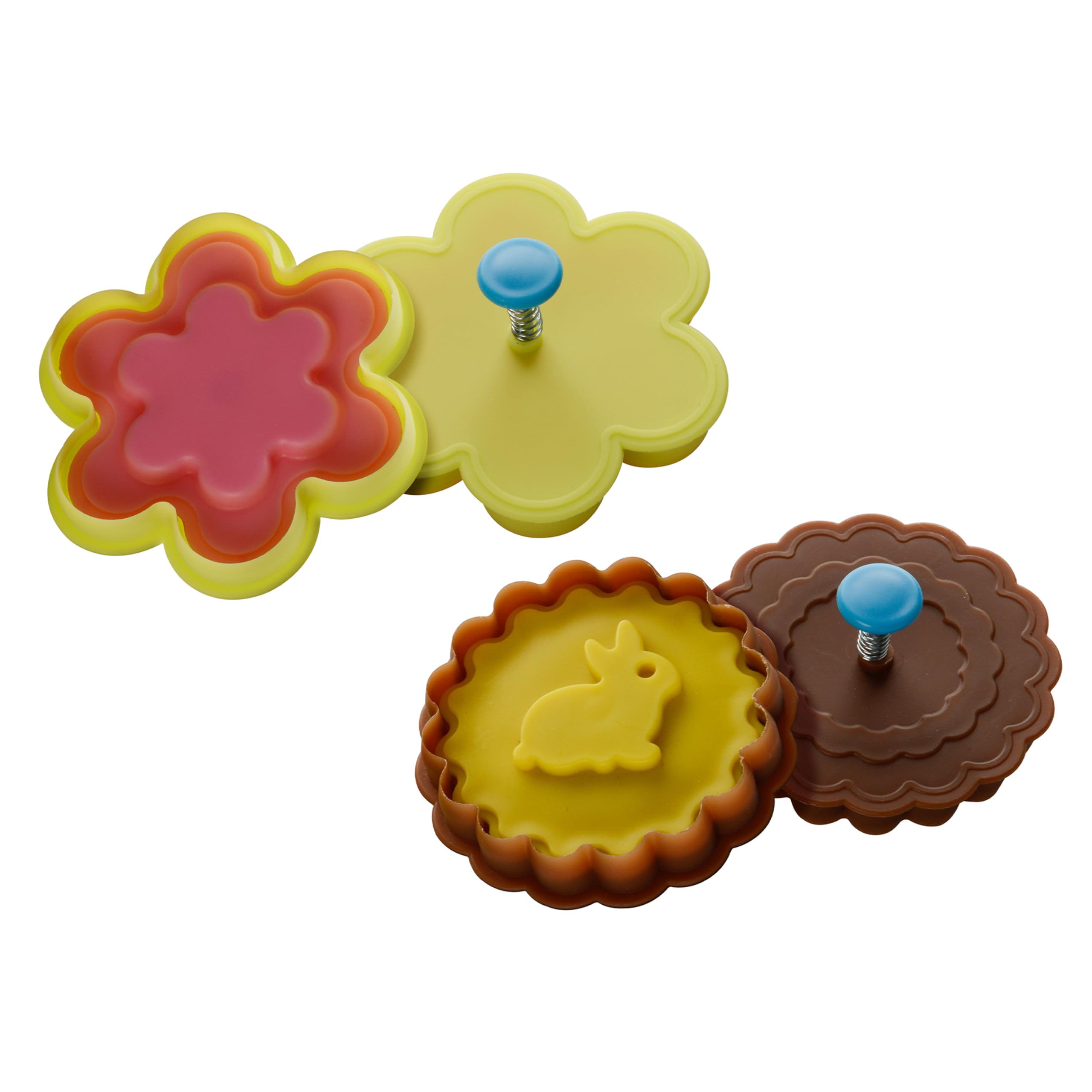 Premier Housewares Cookie Cutter and Stamp Set of 2 with Spring Handle, Rabbit and Flower Designs