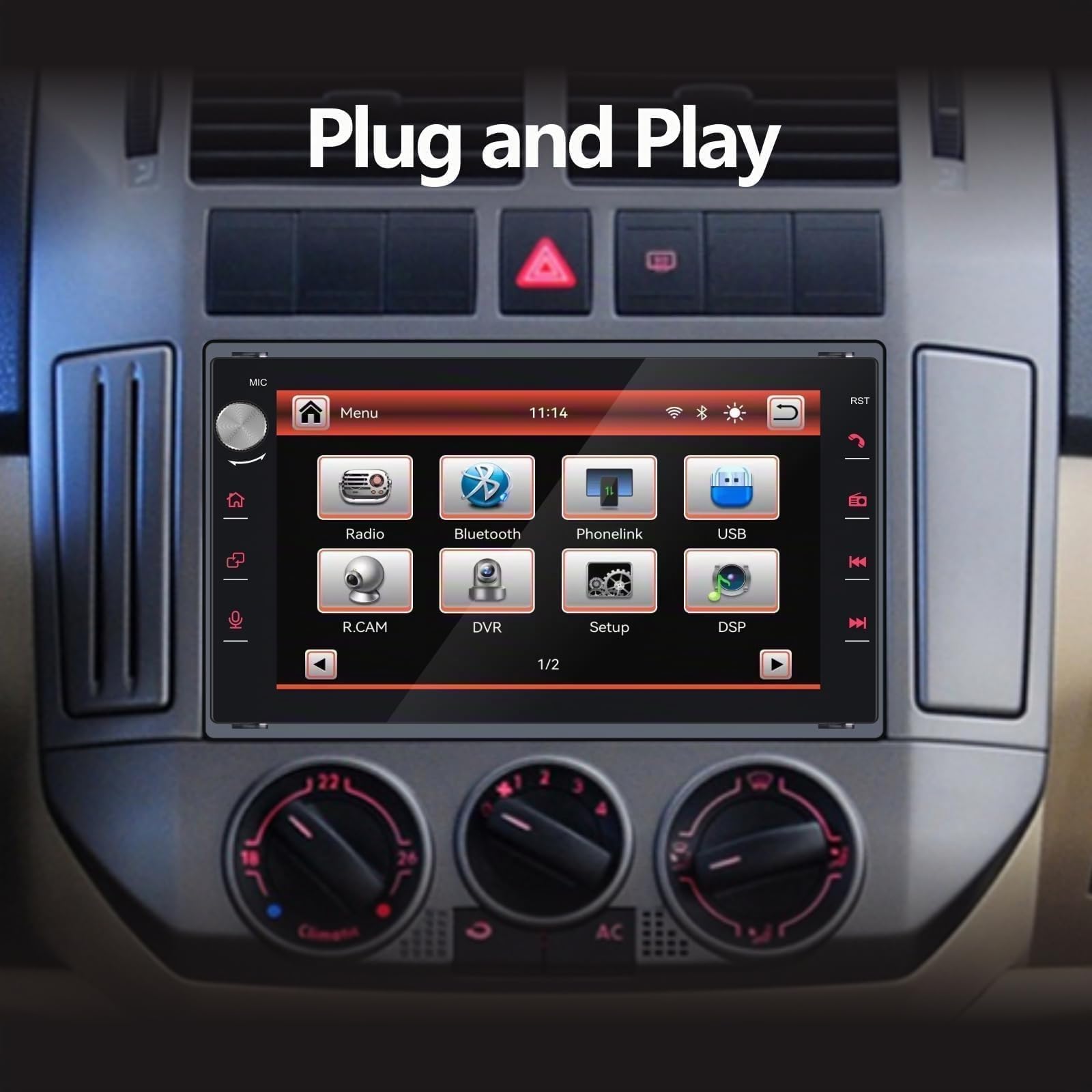 Radio de Coche Compatible con inalámbrico Carplay/Android Auto para VW Fox Polo Passat Golf lbiza 6L Jetta MK3 MK4 Sharan T5 MULTIVAN Transport Seat Skoda con IPS Pantalla Táctil/Bluetooth/FM/Am/USB