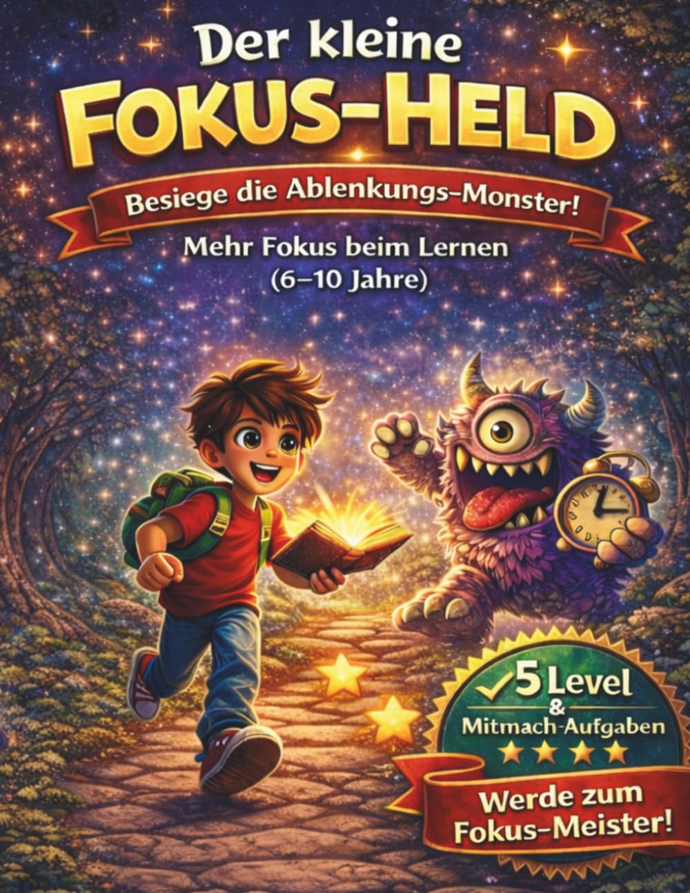 Der kleine Fokus-Held: Besiege die Ablenkungsmonster- Spielerisch Konzentration trainieren mit 5 Leveln & Mitmach-Aufagen (für Kinder von 6-10 Jahre)