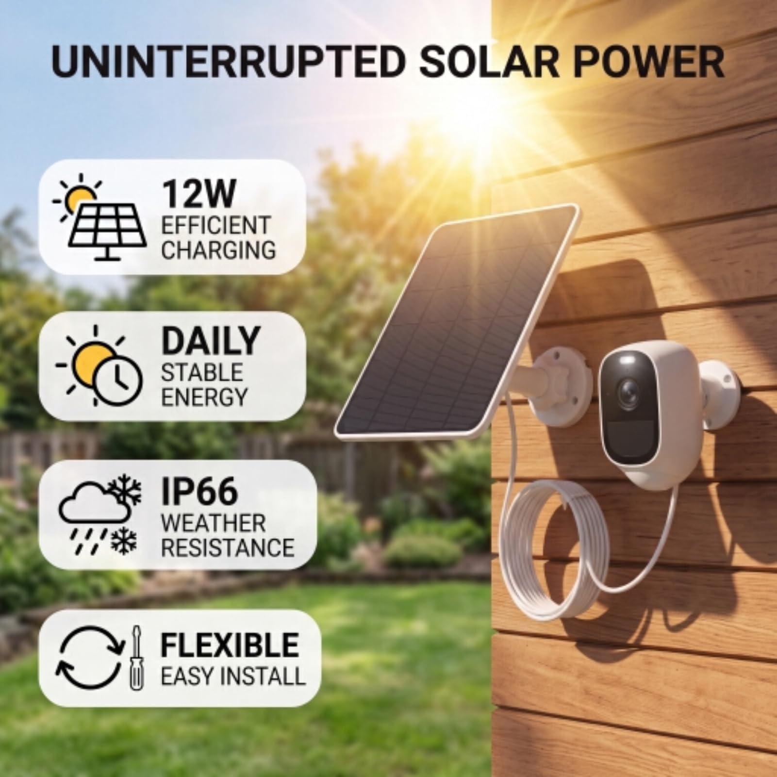 XUMIUZIY 12W Solar Panelu, Wysokowydajny Monokrystaliczny Panel Słoneczny z Kablem ładującym 9,8 Stóp dla Niezbędnego Uwagi XL