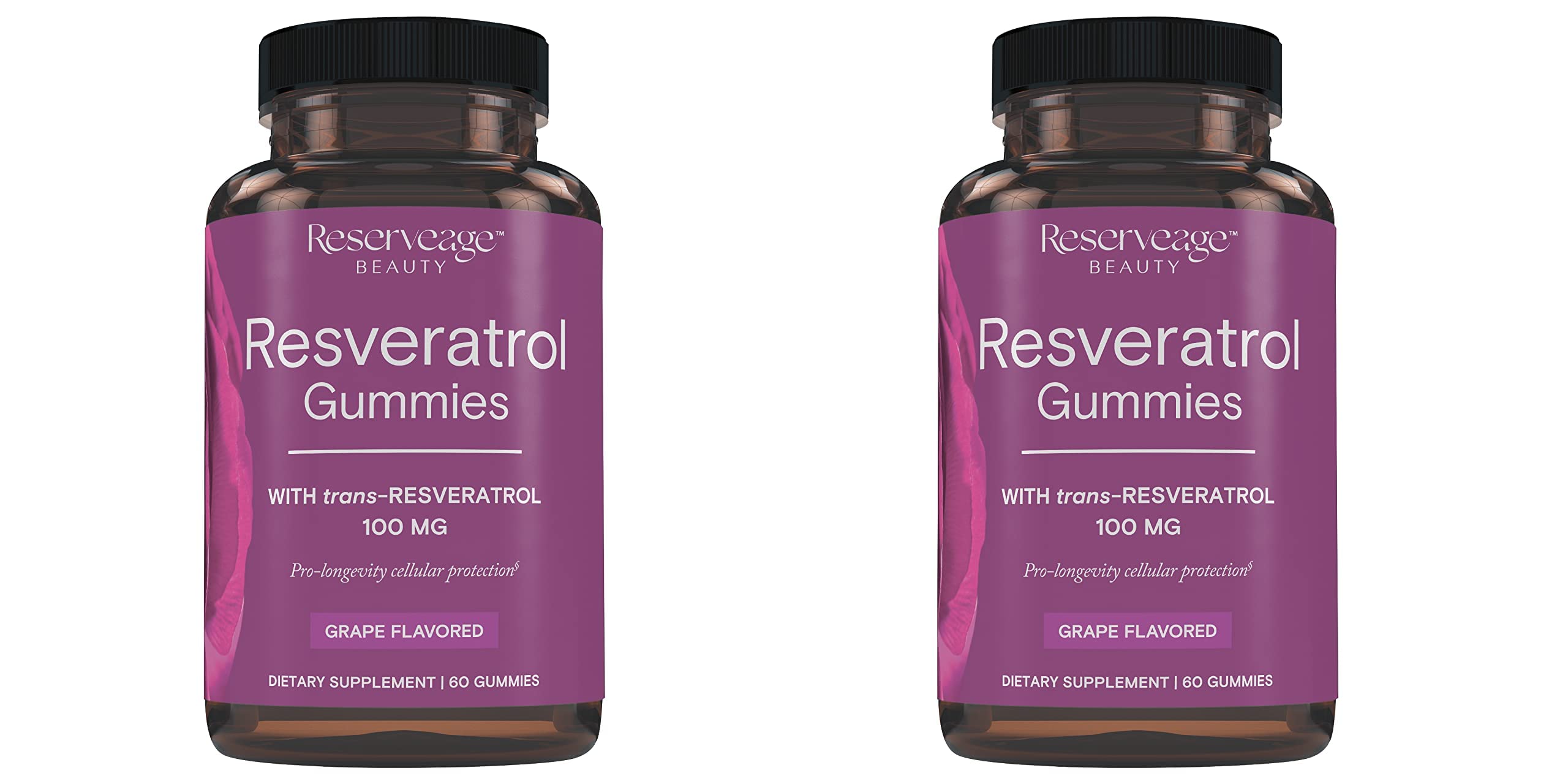 Reserveage Beauty- Resveratrol Gummies 100 mg, Antioxidant Supplement for Heart Health, Antioxidant Supplement Supports Healthy Aging, Vegan - 2 Pack