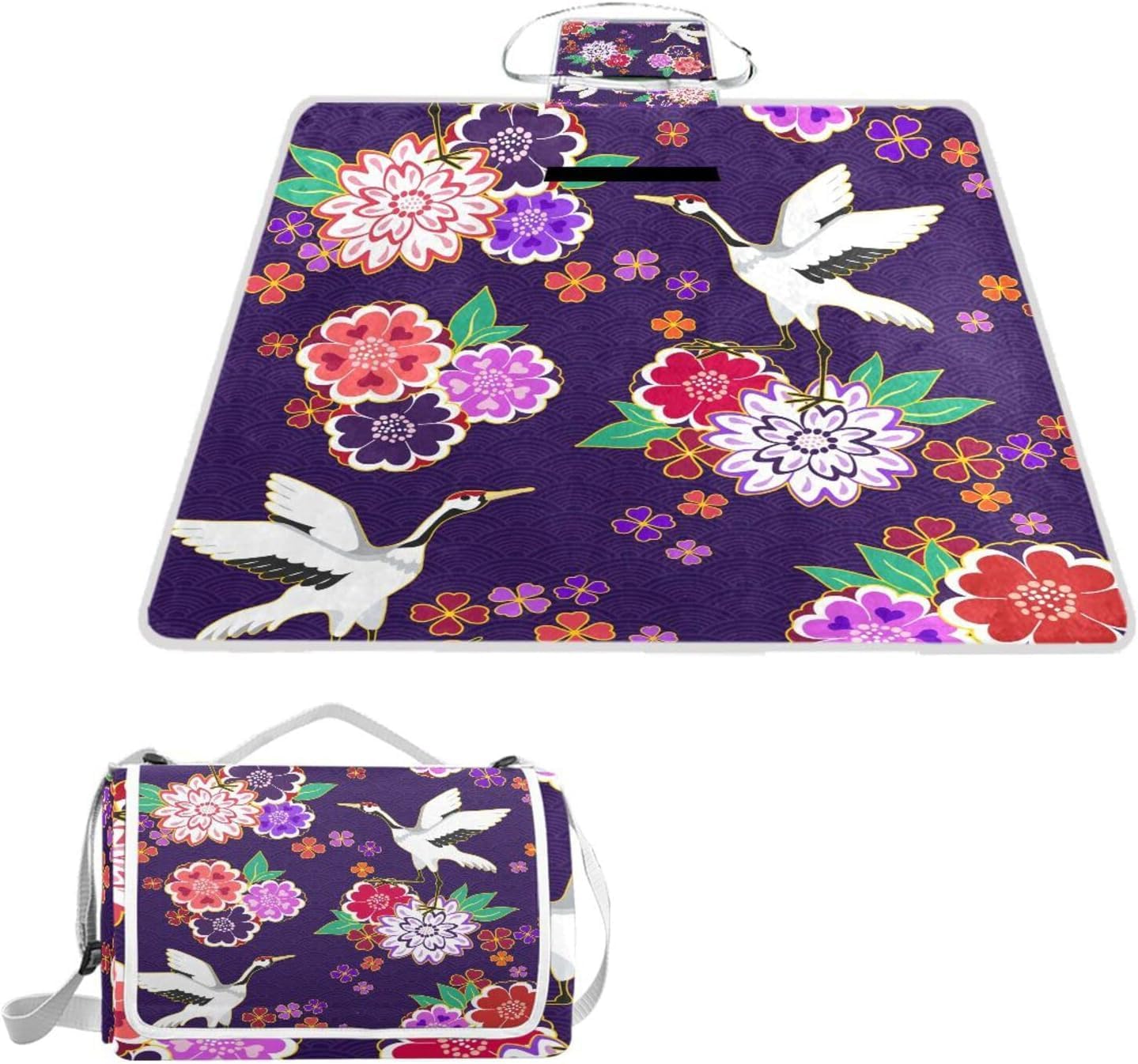 レジャーシート レジャーマット 厚手 アルミ 折り畳み 防水 コンパクト 大判 日本 和風 和柄 鶴 つる 和柄 和風柄 花柄 白鶴