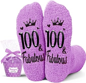 HAPPYPOP Birthday Gifts Ideas for Women - Socks for 75 85 90 95 100 Year Old Woman, Female