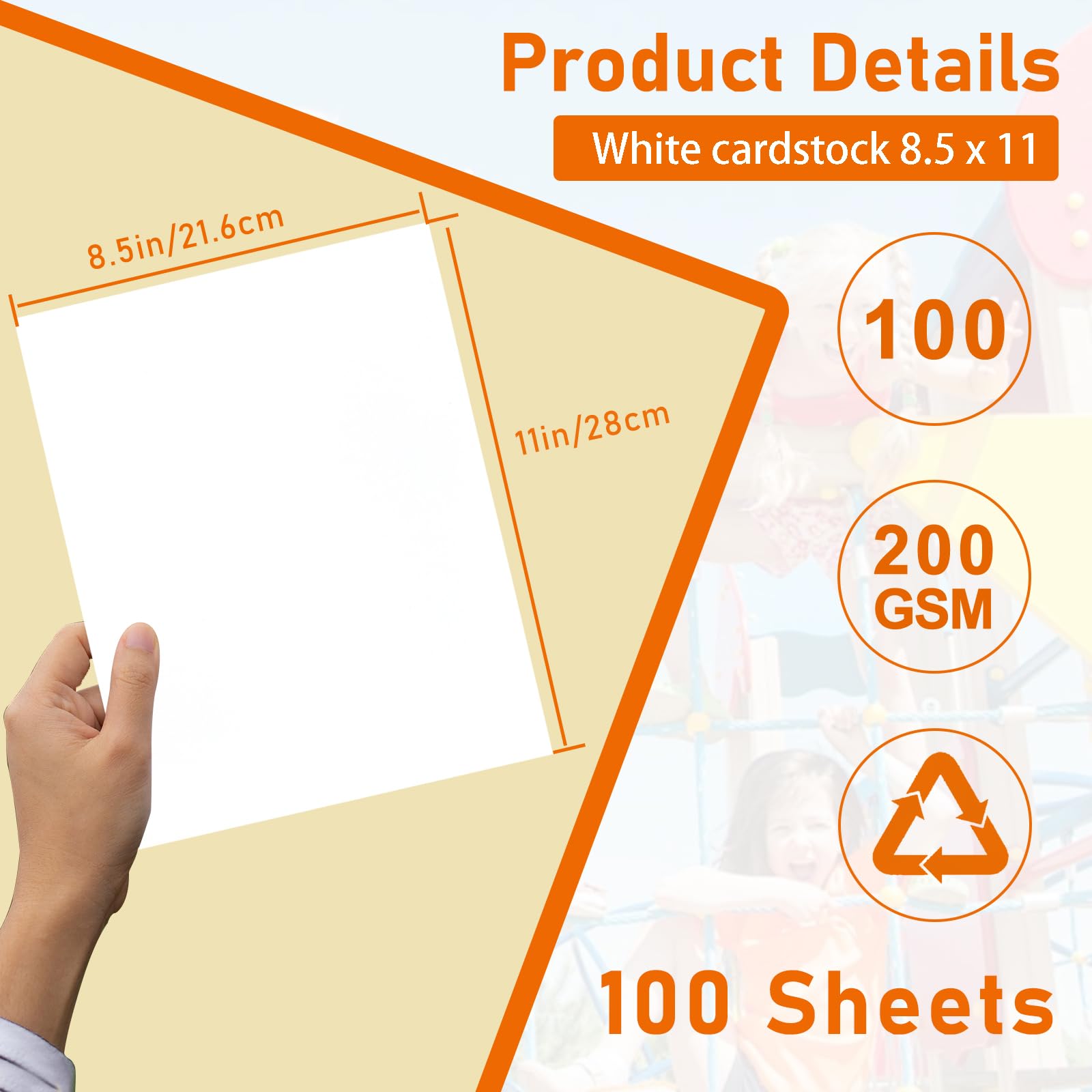 Guakicae 100 hojas de cartulina blanca de 8.5 x 11 pulgadas, papel de certificado pesado de 75 libras para bodas, manualidades escolares, notas, hacer tarjetas, tarjetas de visita, invitaciones