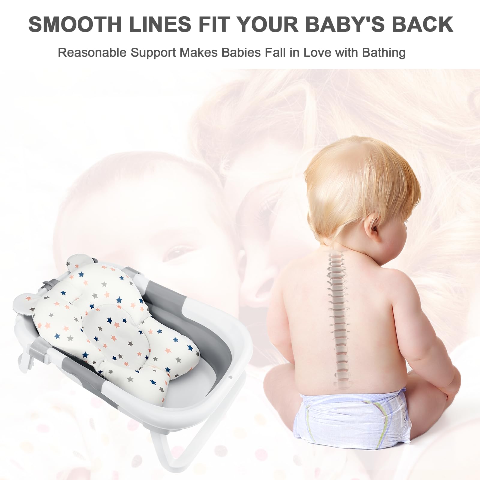 Coussin de Bain pour Bébé, Coussin de bain pour nouveau-né, Coussin De Baignoire Bébé, Coussin de Suspension pour le Bain de Bébé, pour Nouveau-Né 0-18 Mois