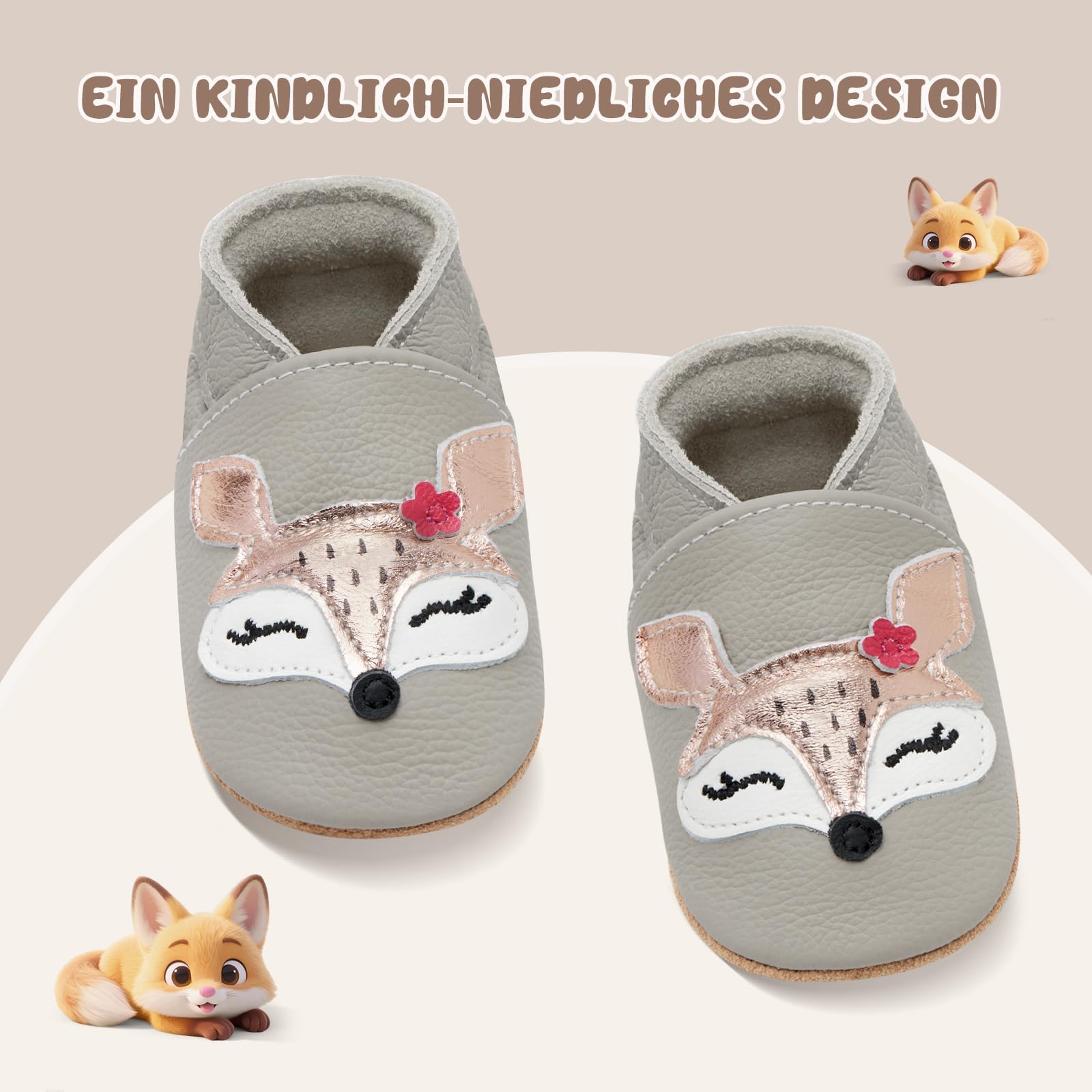 IceUnicorn Krabbelschuhe Baby Lauflernschuhe Jungen Mädchen Weicher Leder Babyhausschuhe Kleinkind Rutschfeste Lederschuhe Baby