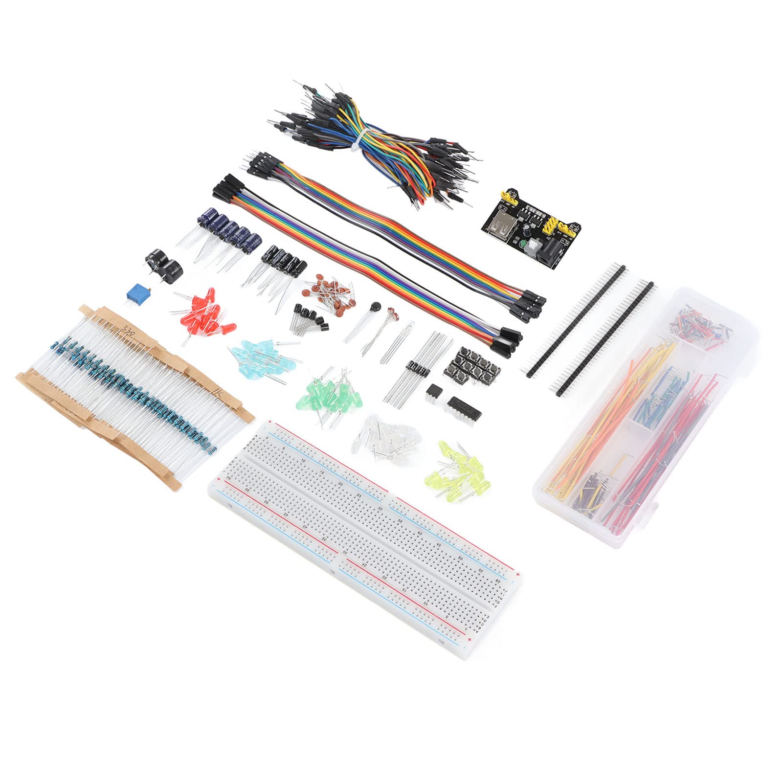 FTVOGUE Assortimento di Kit Elettronici, Componenti Premium, Ideali per Esperimenti Elettrici Fai-da-te con Breadboard da 830 Fori, Perfetti per gli Hobbisti di Elettronica