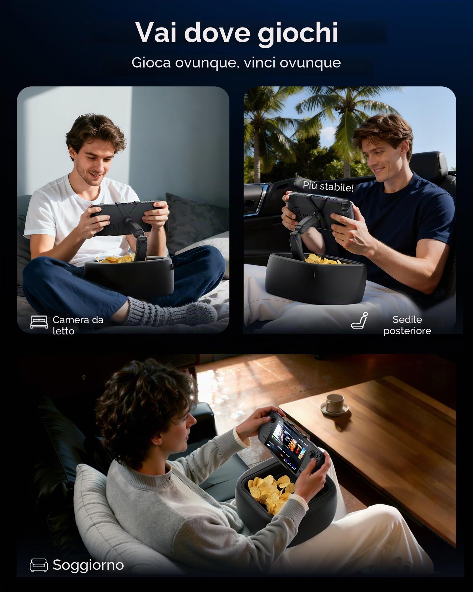 LULULOOK Supporto per cuscino da gioco per Steam Deck OLED & LCD e tablet da 4,7-14,6 pollici, Supporto cuscino per ginocchio per Kindle Zero Gravity,accessori per Steam Deck (lavabile in macchina)