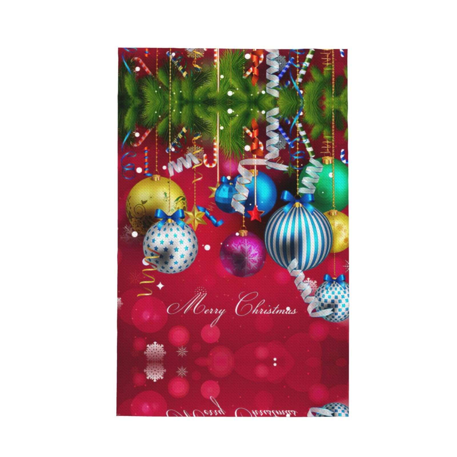 XXahnbm Xmas Ball Print Waffle Kitchen Towel,Absorbent Hand Towel