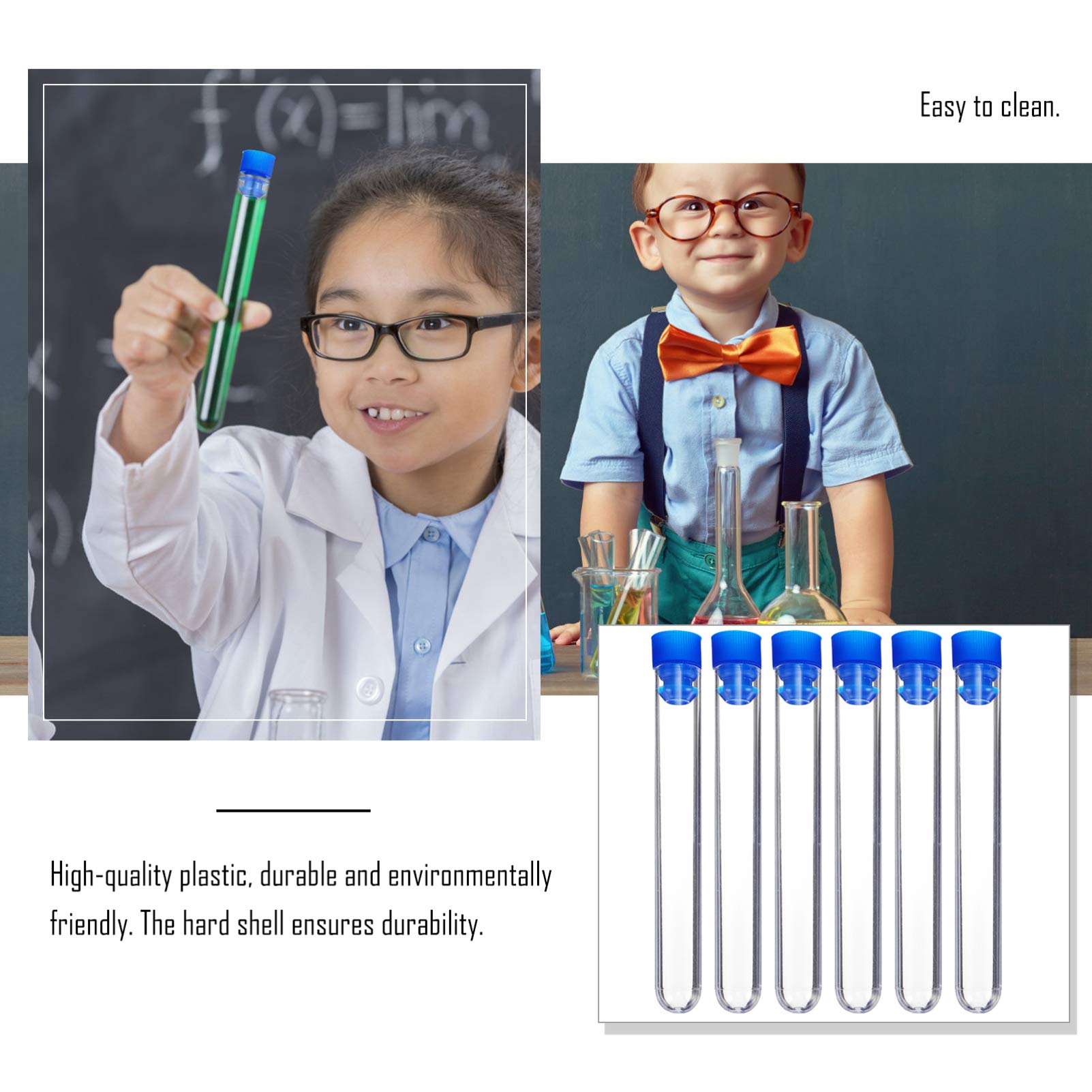 Tubos De Ensayo Vacíos Transparentes Con Tapa, 40 tubos de ensayo de plástico transparente con tapas for experimentos científicos, suministros for fiestas de cumpleaños infantiles con temática científ