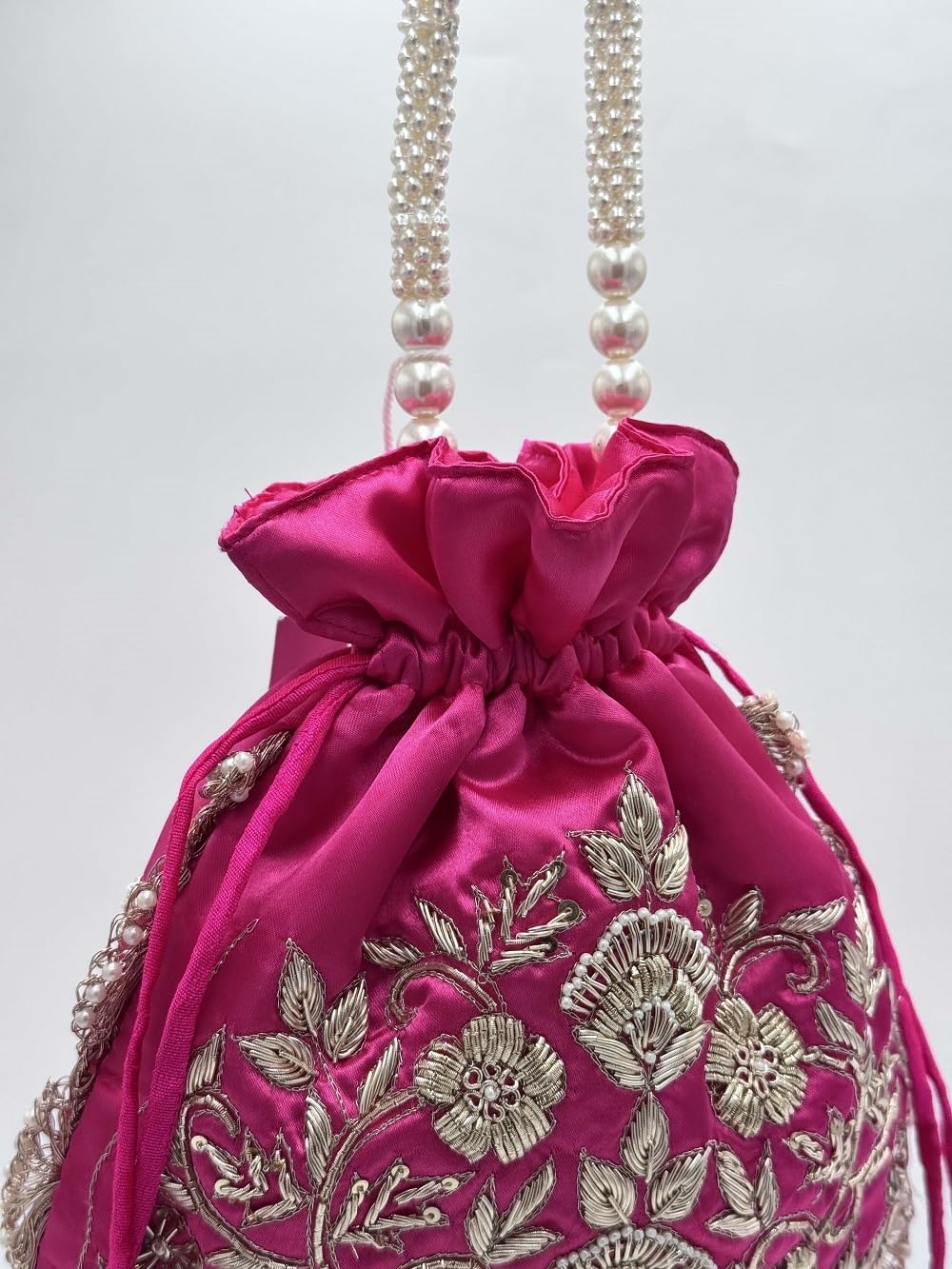 Amayra Luxe Potli Desinger Bags | Jute Handbags for women | Embroidered Women Potli | Ladies Shagun Pouches for Festive Seasons | Batwa Bag | Bridal Purse With Embroidery for Wedding (Rani) 1