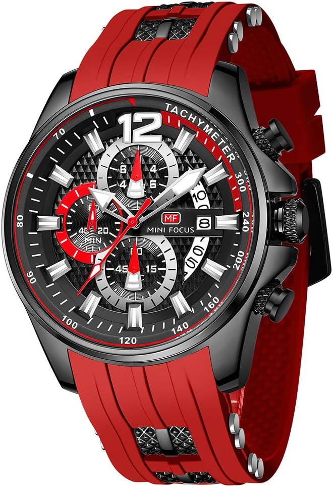 - Men Watch Casual Fashion Wrist Watches (Chronograph/Waterproof/Luminous/Calendar) Silicon Band Quartz Watches for Men